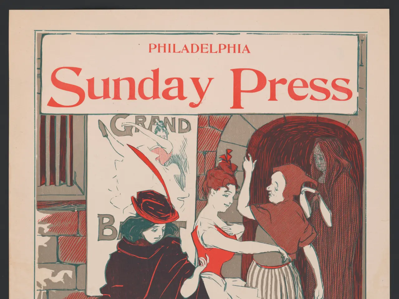 The image shows a poster for the Philadelphia Sunday Press from September 29, 1895. It features a...
