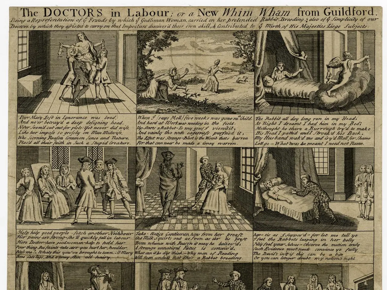 The image shows a paper with a few images and text on it, depicting the doctors in labour or a new...