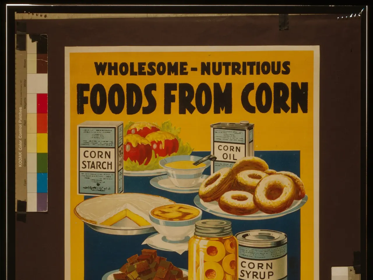 The image shows a poster with text and images of various food items from the United States Food...