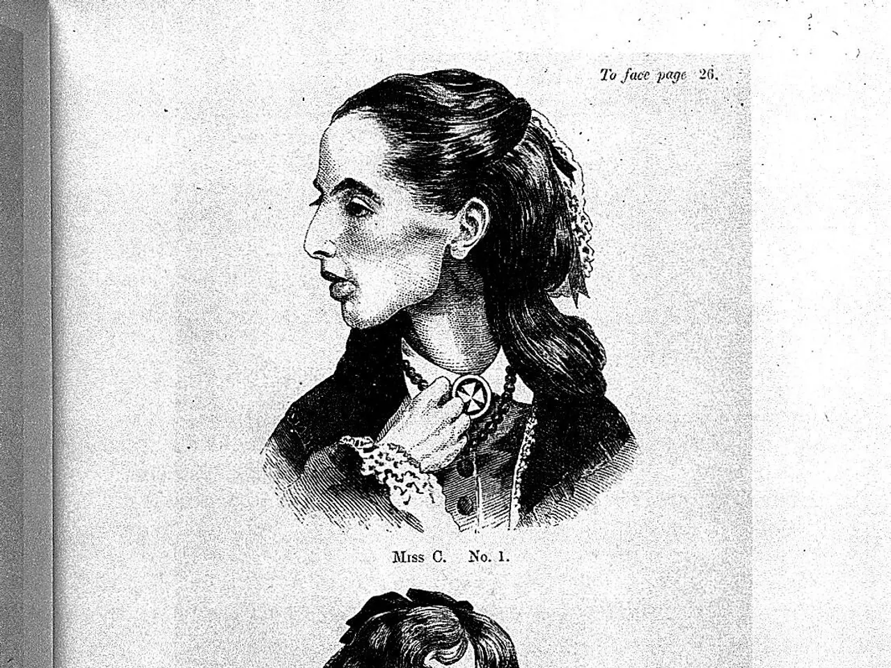 The image shows a black and white drawing of two women, one of whom is William Willey Gull, an...