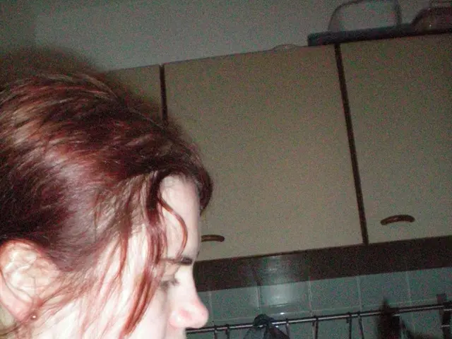 This image is taken indoors. In the background there are three cupboards. There are a few things....