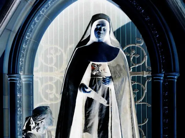 I can see a woman standing and two children sitting and holding few objects in their hands.. In the...