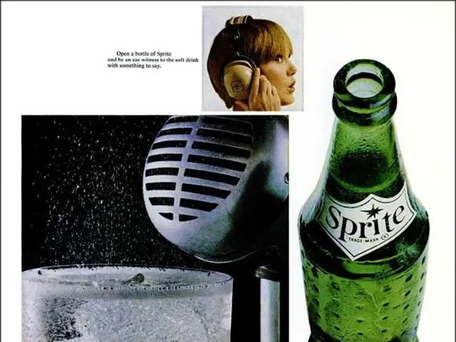 This picture describes a poster. There is a woman who is wearing a headphone on the top. There is a...