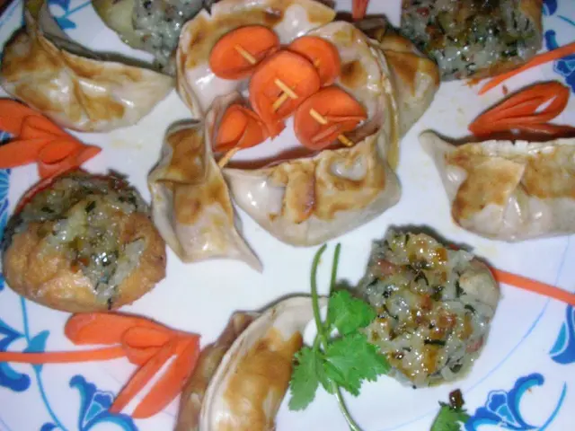 In this there are some food items served on the plate.