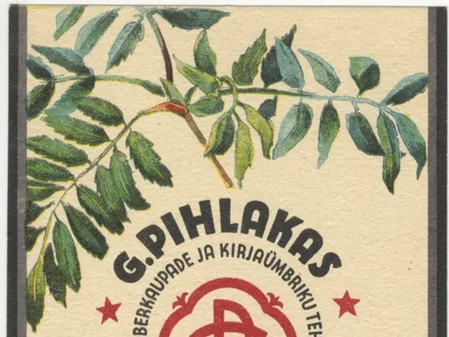 The image shows a poster with a logo and text, as well as a picture of a plant with leaves and...