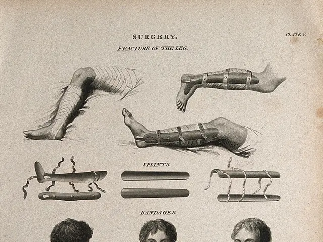 The image shows an old book with a drawing of a man's legs and a woman's head, both of whom have...