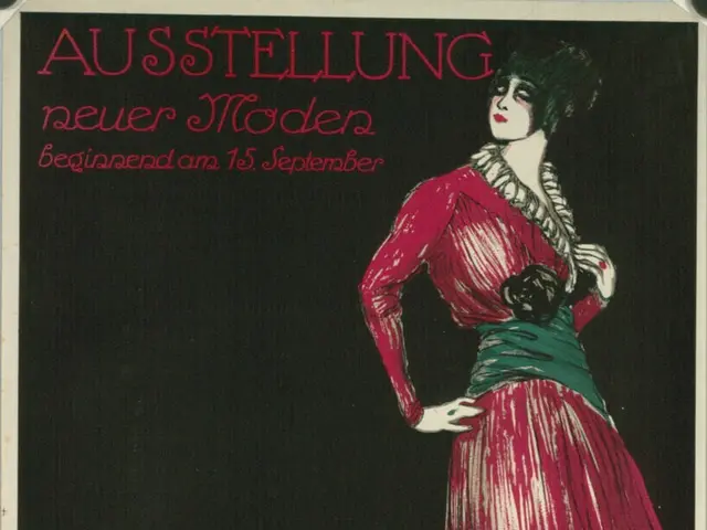 The image shows a poster advertising a fashion show featuring a woman in a pink dress. The poster...