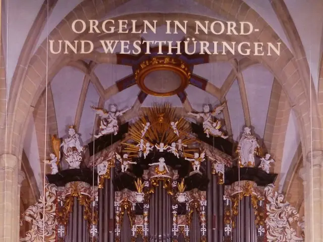 The image shows a poster of an organ in Nord- und Westthüringen, a church in Germany. The poster...