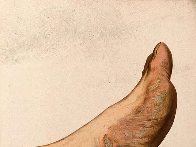 The image shows a drawing of a human leg with a lot of skin on it, and at the bottom of the image...