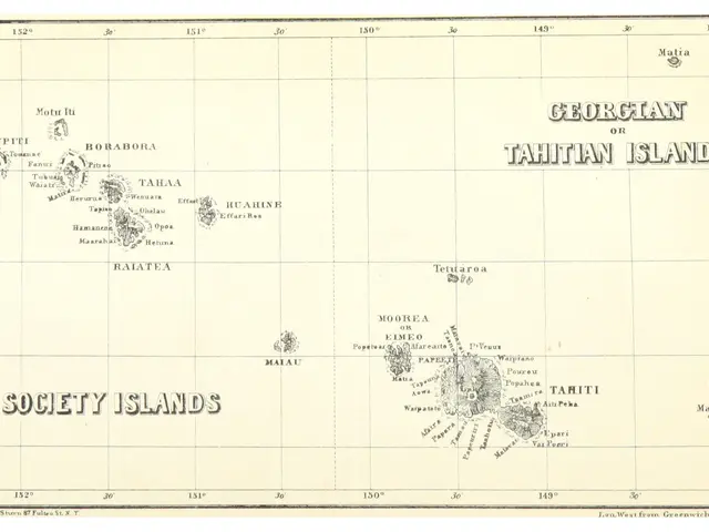 The image shows a paper with a map of the Hawaiian Islands, with text written on it. The map is...