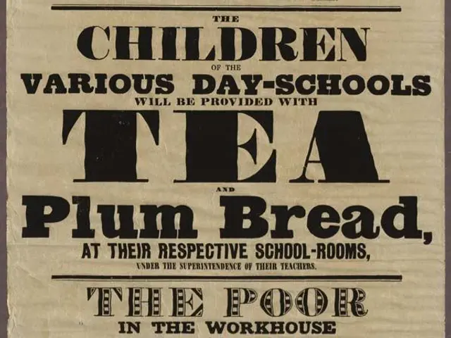 The image shows a paper with the text "The Children of the Various Day-Schools Will Be Provided...