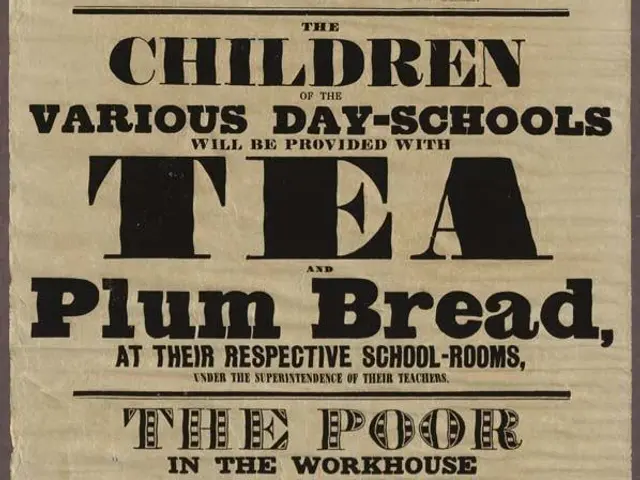 The image shows a paper with the text "The Children of the Various Day-Schools Will Be Provided...