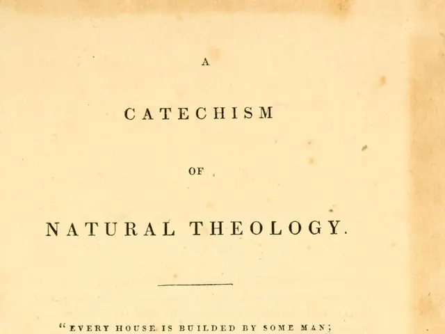 The image shows an old book with the title "A Catechism of Natural Theology" written on the cover....