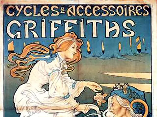 The image shows a poster advertising the John Griffiths Cycles and Accessories. It features two...