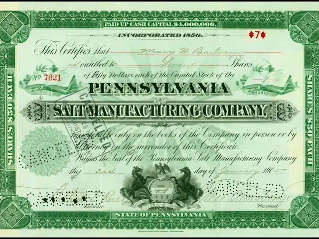 The image shows a Pennsylvania Salt Manufacturing Company stock certificate with a green border and...