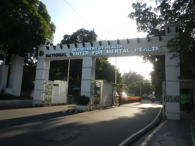The image shows the entrance to the National Center for Mental Health in Manila, Philippines. It is...