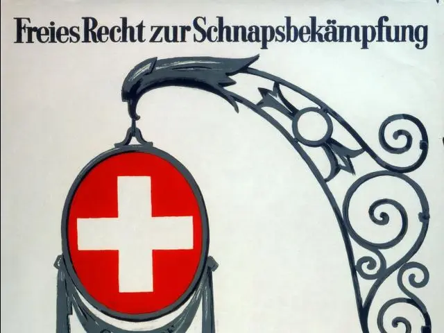 The image shows a poster with a red cross on it and the words "Jä Brantwein-Initiative" written in...
