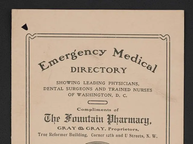The image shows an old advertisement for an emergency medical directory with a picture of a man in...