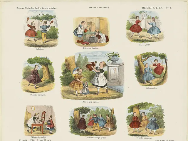 The image shows a book with a variety of pictures of children playing in the park, surrounded by...
