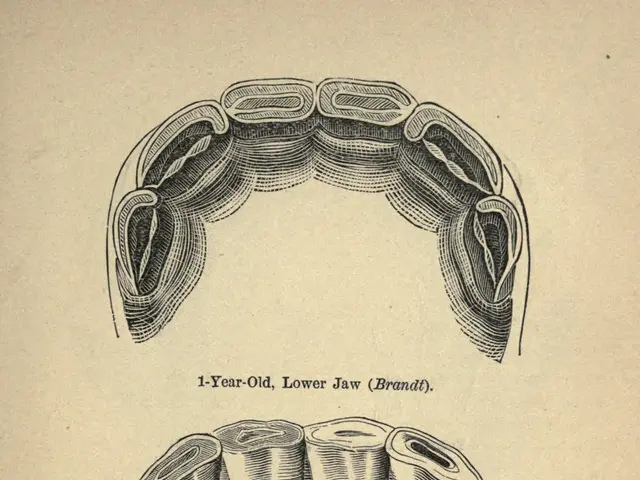 The image shows a paper with a drawing of a mouth with a tooth and a toothbrush on it. The paper...