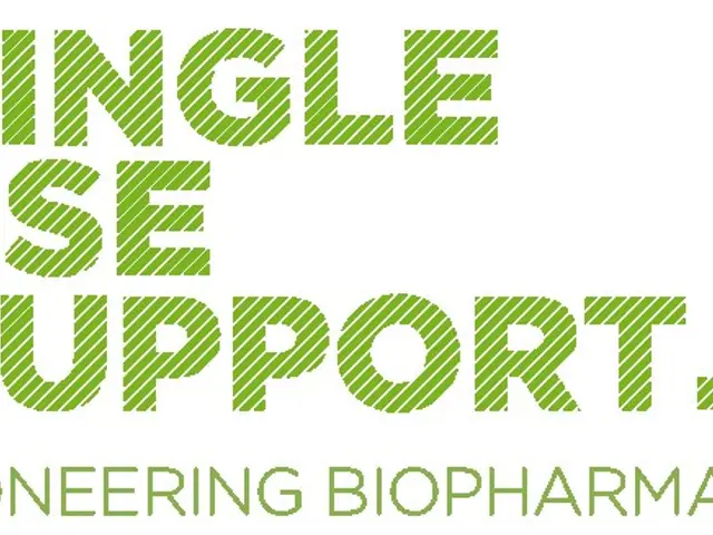 The image shows a white background with the text "single use support pioneering biopharma" written...
