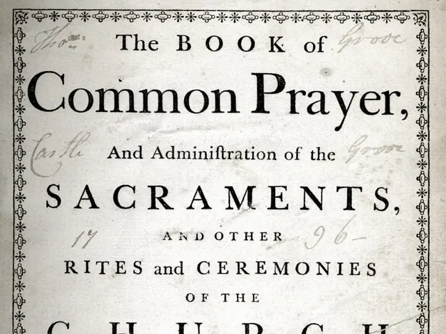 The image shows an old book with the title "The Book of Common Prayer and Administration of the...