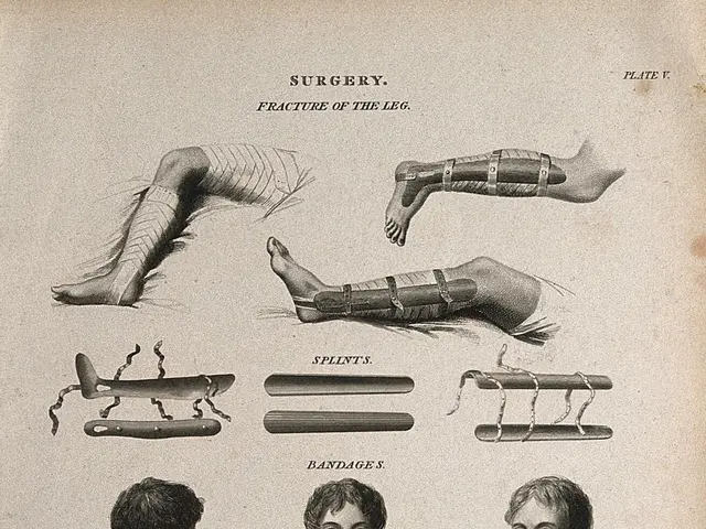 The image shows an old book with a drawing of a man's legs and a woman's head, both of whom have...