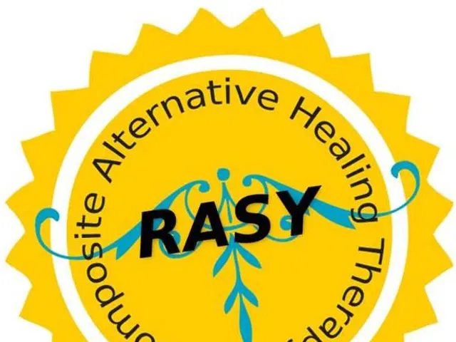 The image shows a yellow logo with the words "Rasy Alternative Healing Therapy" written on it...