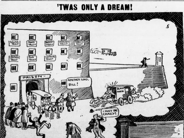 The image shows a cartoon depicting a man lying on a bed with a pillow, surrounded by a group of...